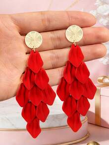 Betykuku 1 Pair Petal Pendant Baroque Style Earrings - Pearlescent Leaf Earrings - View 4