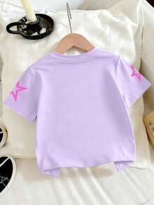 Tween Girls Group Design Print Round Neck Short Sleeve T-Shirt + Girl Group & Letter Print Flare Pants Casual Comfortable Summer New Set For Girls - Multicolor - View 3