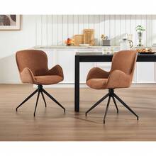 WAHSON OFFICE CHAIRS 2PCS Sedie Pranzo 360° Chenille PU Pelle Schienale,Gris - Castano - Visualizzare 4