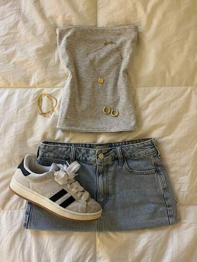 Women's Casual Strapless Cropped Tube Top, Y2K Summer Slim Fit Suitable For Going Out, Beach, Vacation White