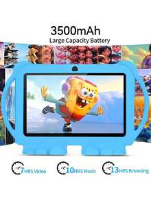 Tableta Android 13 de 7 pulgadas para niños, procesador Quad-Core A133, 3GB RAM + 32GB ROM, control parental, cámaras duales de 0.3MP + 2MP, WiFi 2.4G, batería de 3500mAh, con funda protectora - Rosa - Ver 6