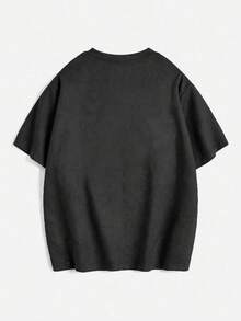 1pc Boys' Youth Sports Commute Casual Suede Print Short Sleeve Shirt, Spring Summer Autumn - Black - View 6