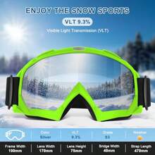 OXG Ski Snowboard Goges for Men Women UV Protection Ski Snow Goges for Adult Youth Winter Snow Sports - Negro/Verde/Azul/Rosa/Blanco+Plata (vlt9.3%) - Ver 2
