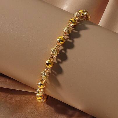 1条24K镀金铜珠手链，百搭饰品，女士礼品