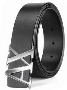 High Quality Men's AX Letter Alloy Smooth Buckle Belt, Business Casual Versatile Jeans Belt, Ideal Holiday Gift For Family And Friends - Multicolor - View 11