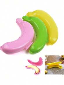 1/3pcs Banana Storage Box, Plastic Banana Holder Container, Outdoor Travel Lunch Fruit Storage Box, Cute Banana Box, School Picnic Camping, Gift For Her, Gift For Him, Easter, Valentine's Day, Spring - Multicolor - View 2