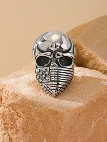 1pc Stainless Steel Punk Gothic Skull Head USA Flag Stars And Stripes Pattern Men's Rings American Independence Day, Party Jewelry Gift - Flag Skull - View 23
