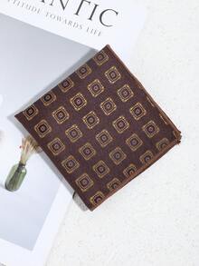 1pc Fashionable Casual Versatile Men's Retro Small Plaid Pattern Pocket Square Handkerchief Suit Chest Towel, Suitable For Daily, Party, Banquet - Multicolor - View 7