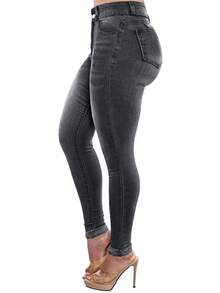 Jeans modellanti per il lato B delle donne, leggings ad alta elasticità, alla moda ed eleganti, adatti per appuntamenti, pendolarismo, viaggi casual, San Valentino e Capodanno - Grigio Scuro - Visualizzare 2