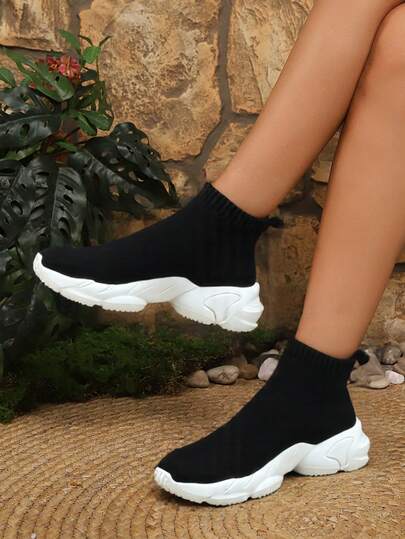 Zapatillas deportivas casuales con amortiguación de aire para mujer, color negro, para uso casual, baile, enfermería, calzado con plataforma, tenis gruesos