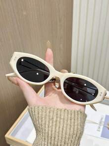 1 pieza Gafas de estilo retro a la moda y versátiles, adecuadas para fotografía callejera con marcos de PC ligeros en unicolor, para todas las estaciones - Multicolor - Ver 9