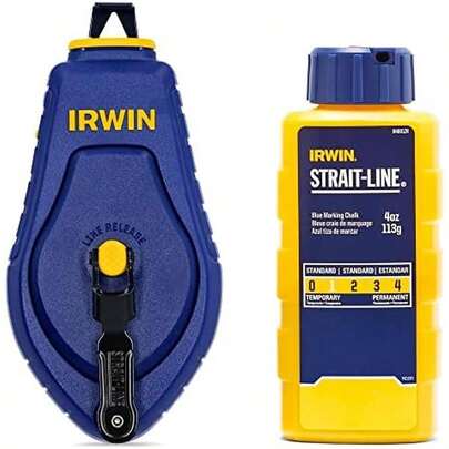 Irwin Tools IRWIN STRAIT-LINE COMPACT Chalk Reel, With Blue Chalk, 100 Ft. (IWHT48440BC)