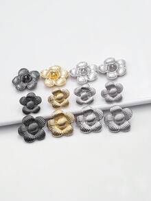 10颗金属花形纽扣，DIY时尚配饰，适用于毛衣、外套、夹克、衬衫、西装、围巾，礼盒装 - 多色 - 查看 6