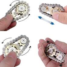 Giroscopio de acero inoxidable con cadena de engranajes y punta giratoria, chapado en oro, juguete para aliviar el estrés. - Plateado - Ver 9