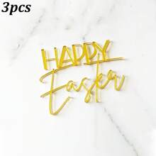 1 pezzo/3 pezzi/6 pezzi Decorazioni per torta in acrilico a forma di coniglio di Pasqua, decorazioni per torte per feste di Pasqua - Multicolore - Visualizzare 12