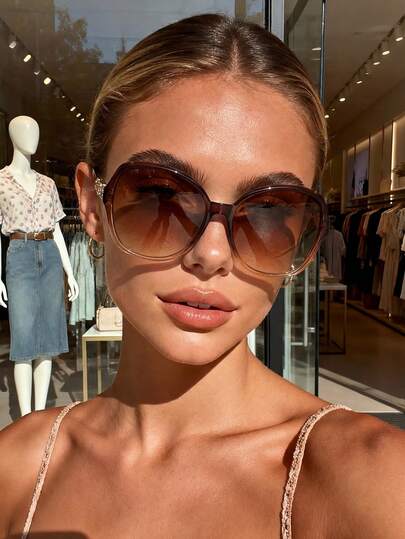 1 Pair Retro Ombre Square Niche For Women And Men, Suitable For Summer Accessories, Family Outings, Holiday Outfits, Vacations, Electronic Music Festivals, Street Style, Sports Style, Driving, Travel, Parties, Beach, Elegant Attire, Street Fashion Accessories, Sports, Outdoor Activities, Holidays, Vacations