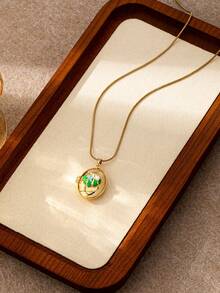 1 件贝壳龙虾海星造型吊坠，18K 镀金不锈钢链项链，饰有海洋生物吊坠，防水防褪色，女士珠宝礼物 - 彩色 - 查看 6