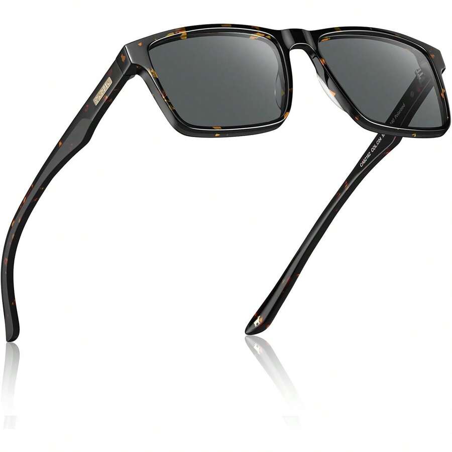 ¡RecomendadoLentes de Sol CARFIA Retro para Hombre - Polarizados Cuadrados Clásicos en Acetato - Diseño CA62162¡Top de Temporada - 2. Montura Tortoise Lente Gris - Ver 1