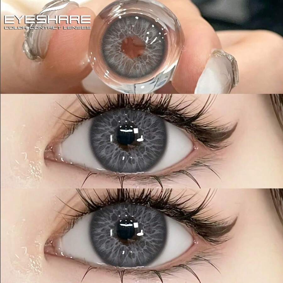 Eyeshare 1副彩色隐形眼镜，棕色镜片，灰色隐形眼镜，6个月抛型