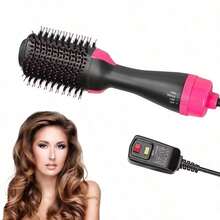 Hair Dryer Hot Air Brush Styler And Volumizer Electric Ion Blow Dryer For All Hair Types Straightener Curler Comb Roller One Step Operation Black With Red Compression Wave Curling Iron, Convenient & Comfortable Styling, Negative Ion Hair Curler, Comfortable Grip Curling Iron - 黑色 - 查看 12