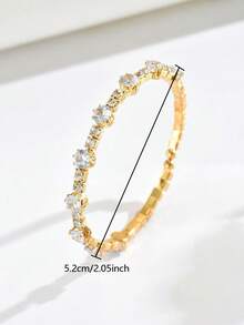 1pc Women's Elegant Shiny Rhinestone Circular Claw Chain Bangle, Suitable For Daily Wear - Gold - View 4