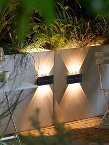 1/2/6 Stücke Solarwandleuchten, 8/10 LED Automatik-Sensor wasserdicht, Auf- und Abwärtsbeleuchtung Außendekorationslampen für Garten, Garage, Terrasse, Deck, Treppen - Schwarz - Übersicht 5