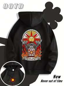 Kangaroo Hoodie Knight And Sun Unisex Men's And Women's Blouse 75% Cotton And 25% Polyester Top Premium Streetwear New Release Immediate Shipping Various Colors!! - 黑色 - 查看 2