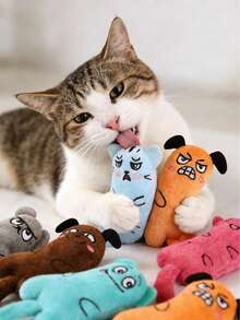 1pc Cat Cat Toy, Funny Expression & Tail Design, Built-In Crinkle Paper To Stimulate Cat's Playing Interest, Attract Cat's Attention, Suitable For Solo Play, Interactive Play, Tossing, Dental Care, Pet Supplies, Pet Toy - Multicolor - View 4