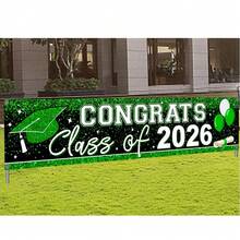 毕业装饰横幅 - 绿色 - 祝贺2026届毕业生横幅 - 2026年大学和高中毕业派对用品 - 祝贺毕业生庭院标牌 - 室内外装饰 - 彩色 - 查看 11