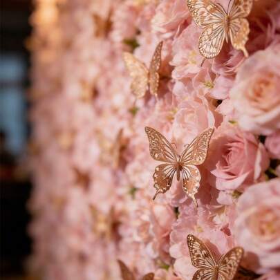 96pcs 3D Butterfly Decorations For Party 3 Sizes Removable Butterfly Decals Elegant Rose Gold 3D Butterflies Wedding Decorations Centerpieces For Birthday Wedding Shower Balloon Garland Arch Background Wall Decor For Butterfly Wall Stickers Party Favors Supplies