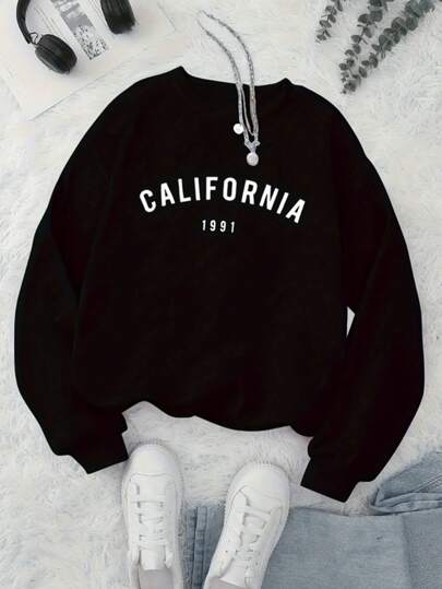 KID004|Día de San Valentín|Sudadera con Estampado CALIFORNIA, Manga Larga Cuello Redondo Casual para Otoño e Invierno