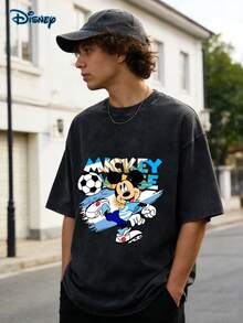 Vintage Disney Mickey Mouse Football T-Shirt, Retro Mickey Mouse 2026 Shirt, Disney Trip Shirt, Disneyworld Family Matching Tee, Comfortable, Stylish, Casual Tops Suitable For Gatherings, Daily Wear, And Vacations, Street Wear, 230G Washed Cotton High-Quality Printed T-Shirts, Unisex T-Shirts, Gifts For Football Enthusiasts - Black - View 2
