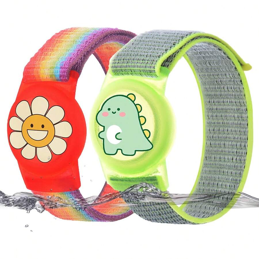 ¡RecomendadoJIEYOUTA 2 Funda para Apple AirTag para niños, Pulsera Protectora para Apple AirTag, con Cierre de  en Nylon Trenzado y Diseños Encantadores de Dibujos Animados, Perfectas para Niños¡Top de Temporada - roja y verde - Ver 1