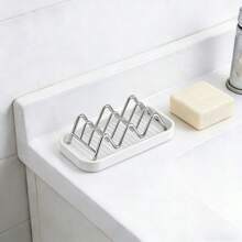 1个不锈钢W型沥水架兼皂盒，节省空间的洗碗池收纳架，带防滑皂托 - 銀色 - 查看 7