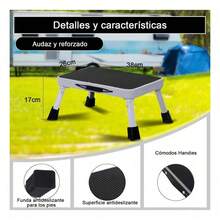 Banco De Altura Banqueta De Plegable 1peldaño Escalerilla - Negro - Ver 6