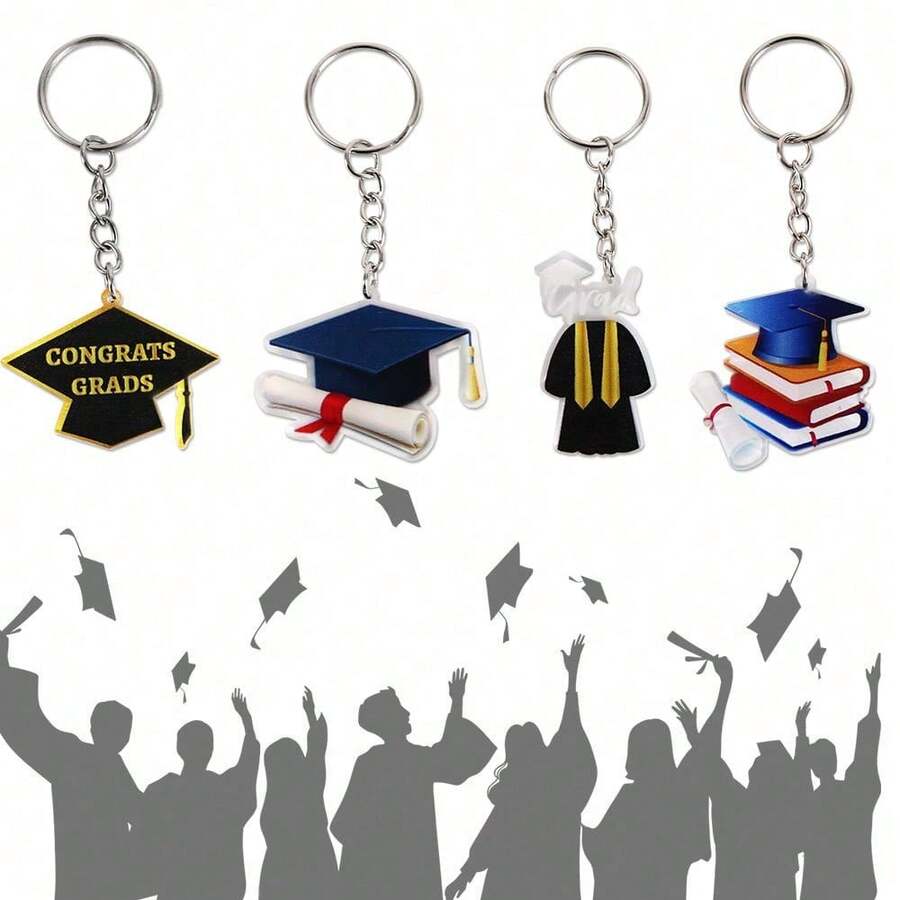 1pc Graduation Season Keychain Pendant, Acrylic Doctorate Cap & Gown Bag Charm - Multicolor - View 1