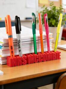 Customizable Desktop Pen Holder, Personalized Text, 3D Printed Colorful Pen Cup, Multiple Colors Available, Pencil Holder, Semester Start/End Gift, Office Decor, Bookshelf Decor, Office Desk Accessory, Fun Small Gift, Teacher & Office Gift, Teacher's Day Gift, Gift For Boyfriend/Girlfriend, Commemorative Gift - Multicolor - View 6