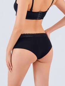 FINETOO 6pcs Lace Trim Seamless Hipster Panties, Romantic Fashion Ladies Underwear, Full Coverage Briefs, Suitable For Daily Wear - Multicolor - View 3