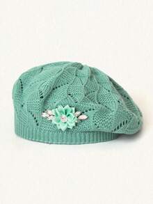 1顶女士水钻花朵镂空休闲贝雷帽，适合日常佩戴和聚会场合。 - 彩色 - 查看 31