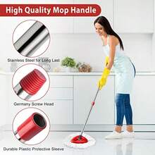 4-Section Spin Mop Replacement Handle 2.5-5 Foot Mop Replacement Stick Only Compatible With Ocedar Mop Handle EasyWring Mops Head Base Not Included - Chỉ có màu đỏ, 1 tay cầm - Xem 8