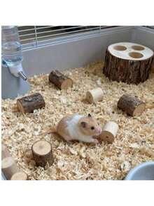 Wooden Cat, Hamster Toy, Pet Foraging Snack Box, Rabbit Guinea Pig Chew Toy, Hamster Landscaping Supplies - Multicolor - View 2