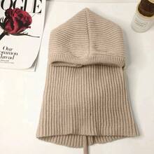 Gorros de invierno para mujer, gorro con cuello y capucha de punto Unisex, gorro para hombre y mujer, gorros de una pieza con cordón, gorro de pasamontañasás cálido 1XOF - Nuevo Caqui - Ver 16