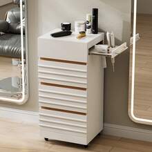 Salon Trolley Cart With Lockable Wheels, Rolling Hair Cart With 3 Dryer Holders For Hair Stylist, Wall Mount Makeup Organizer Stations Cabinet For Beauty Spa Barbershop Tattoo - 白色 - 查看 1