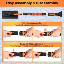 COSTWAY 2 In 1 Extendable Snow Shovel, 41" Ice Scraper For Car Windshield, 180° Rotation Head, Non-Slip EVA Grip, Retractable Aluminum Rod, 3 Adjustable Sizes Snow Kit For Cars, Trucks, SUVs, Vehicle, Black - A - View 3