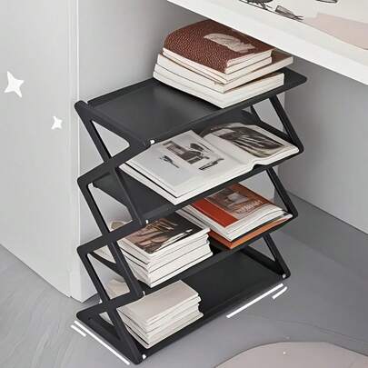 1pc 4-Storey Bookshelves Or Shoe Cabinets For Entrances, Corridors, Bedrooms And Dormitories, A Variety Of Colors To Choose From, Can Be Used As Bookshelf, Shoe Rack,Easy To Assemble, Sturdy ,Foldable Shoe Rack, Thickened Plastic Material Saves Space, Adjustable 4-Layer Foldable Shoe Storage