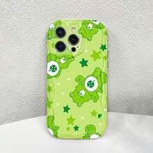 Ositos Cariñositos Verdes con fondo de trébol. Esta elegante funda es compatible con Samsung, Apple, OPPO, , etc. Fabricada en TPU flexible, resistente a golpes y arañazos, ofrece una excelente protección contra caídas y un agarre cómodo. Es un regalo ideal para familiares, amigos y seres queridos, ideal para festivales, San Valentín y envíos rápidos. - transparente - Ver 2