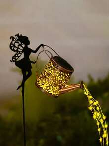 2个/1个太阳能浇水壶户外花园景观照明，太阳能仙女浇水壶串灯，户外抛光镍金属电池花园装饰灯 - 彩色 - 查看 10