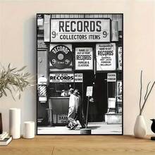 1幅黑色无框帆布艺术印刷品，城市摄影海报，适合家居或办公室装饰 - A - 查看 22