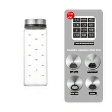 High Borosilicate Glass Spice Bottle, 1pc Large Capacity Kitchen Condiment Dispenser With Stainless Steel Lid, Multi-Hole Shaker For Salt, Pepper, Seasoning Powder, Durable For Home BBQ Cooking Use - Multicolor - View 7