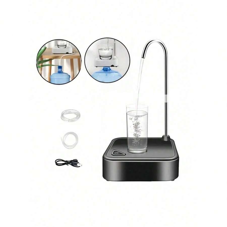 Dispensador de Agua Eléctrico Recargable, Bomba de Agua Automática,portátil, dispensador de agua portátil recargable por USB-C para uso doméstico - Negro - Ver 1